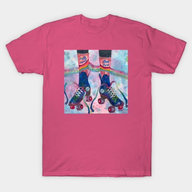 Groovy Roller Skates T-Shirt by karenpaytonart